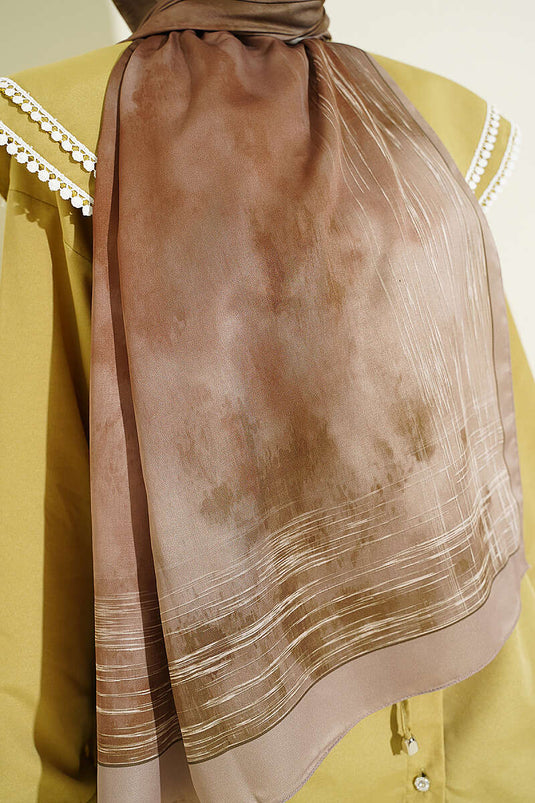 Écharpe motif marbre Ebruli beige sable