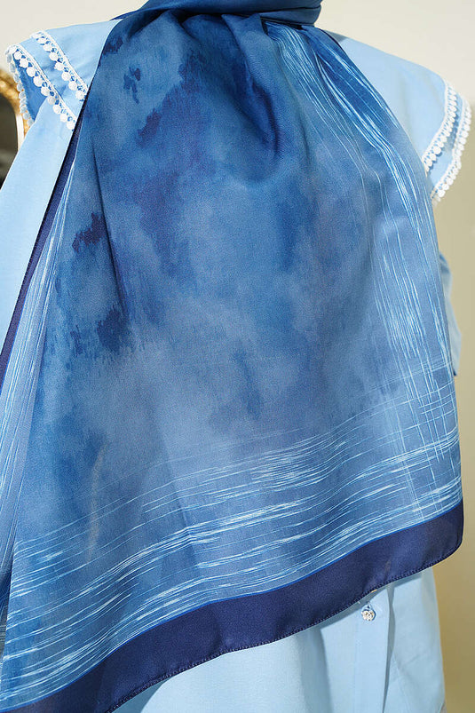 Foulard motif marbre multicolore bleu marine