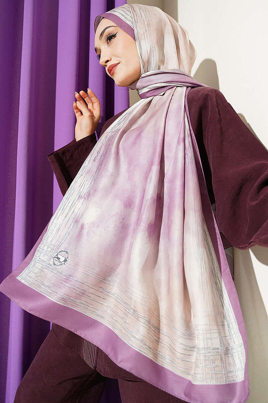 Écharpe motif marbre Ebruli lilas