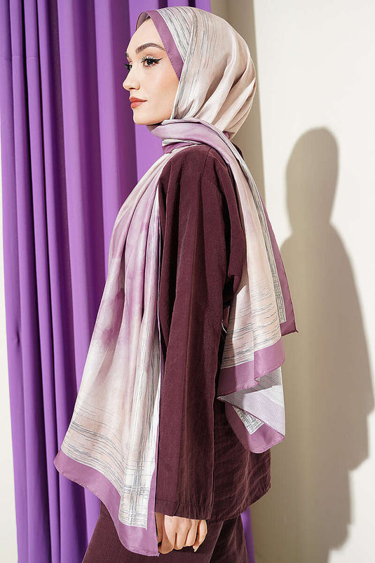 Écharpe motif marbre Ebruli lilas