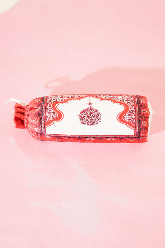 Tapis de prière avec sac motif ébréché rouge
