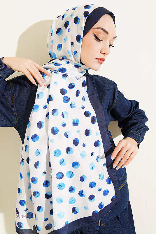 Foulard à motif pois Ebruli bleu marine écru