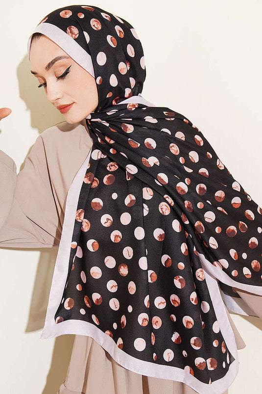 Écharpe à motif pois Ebruli noir beige