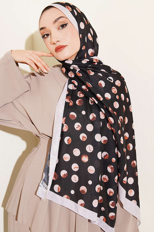 Écharpe à motif pois Ebruli noir beige