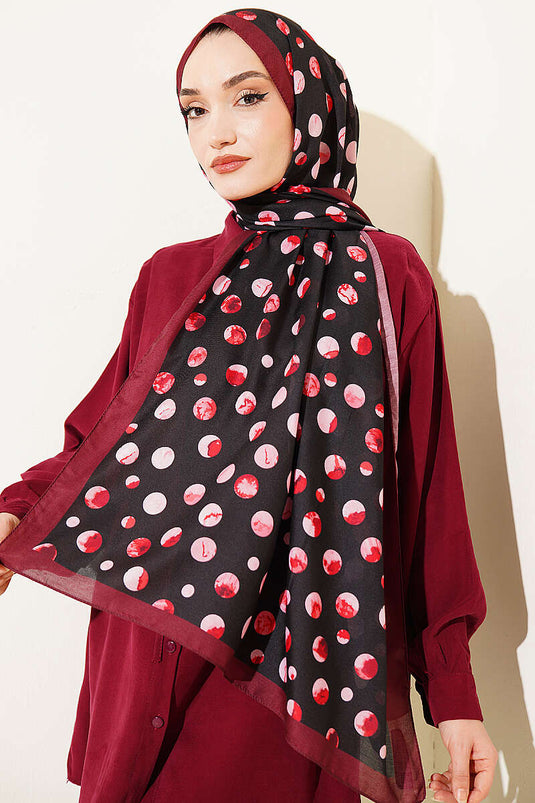 Écharpe à motif pois Ebruli noir bordeaux