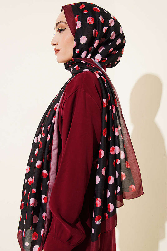 Écharpe à motif pois Ebruli noir bordeaux
