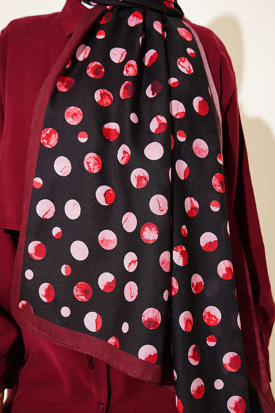 Écharpe à motif pois Ebruli noir bordeaux