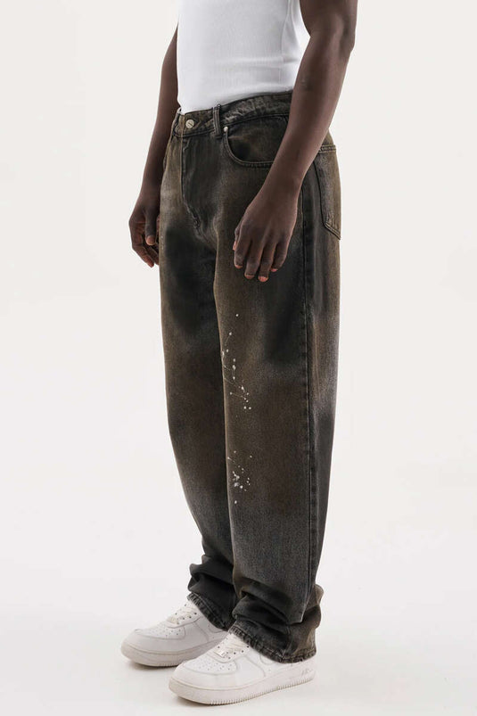 Efektli Baggy Erkek Kot Pantolon Antrasit