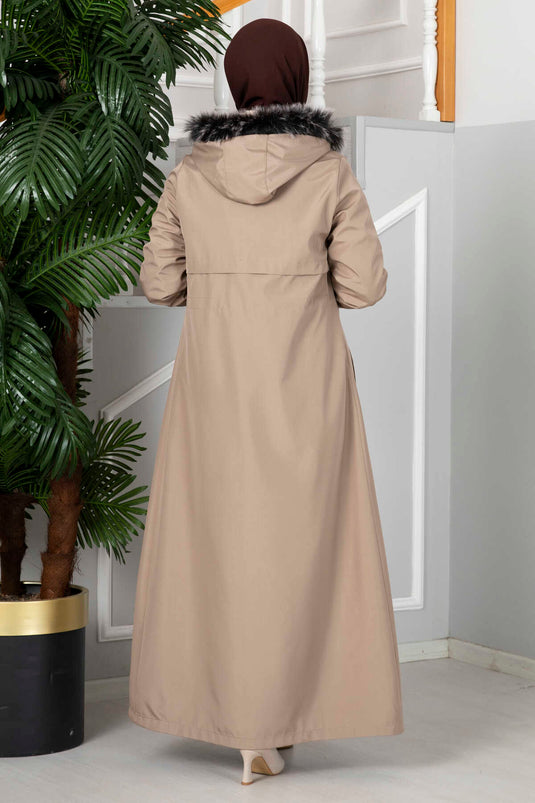 Manteau Hijab à capuche Eflin Beige