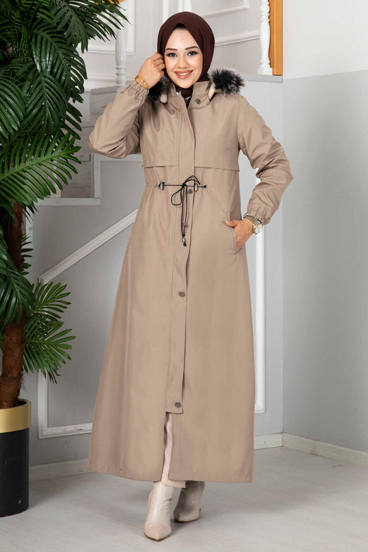 Manteau Hijab à capuche Eflin Beige