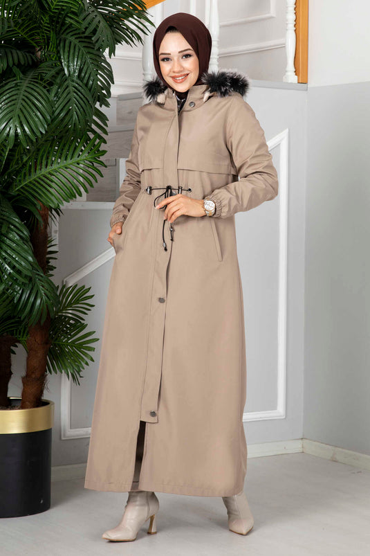 Manteau Hijab à capuche Eflin Beige