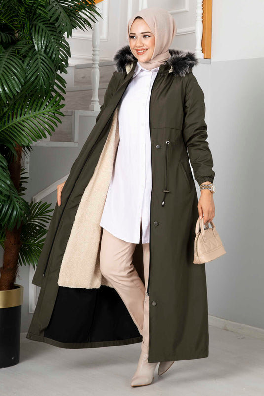 معطف حجاب إيفلين بغطاء رأس كاكي