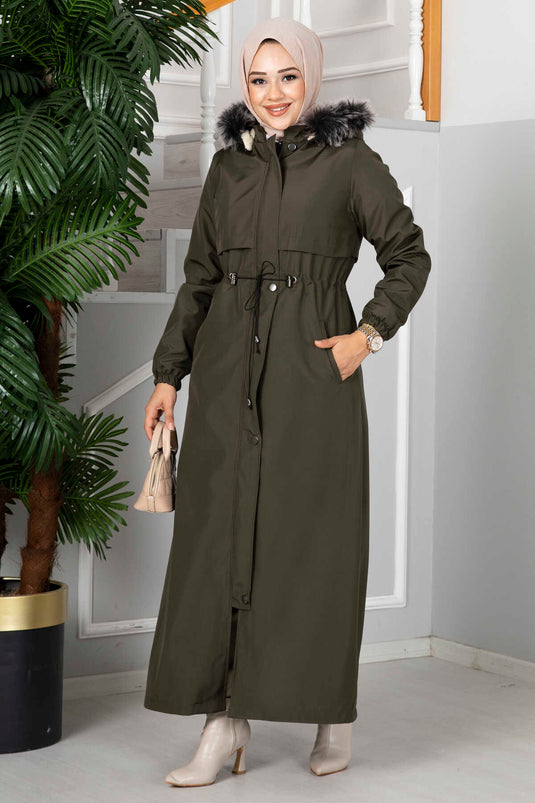 Manteau hijab à capuche Eflin kaki
