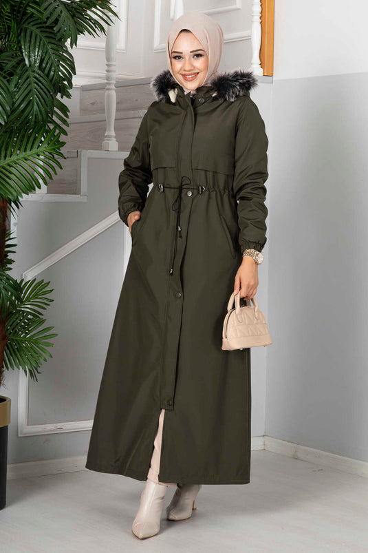 Manteau hijab à capuche Eflin kaki