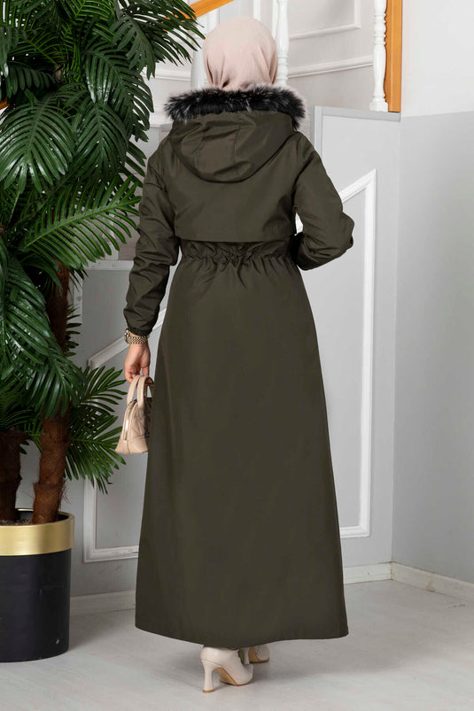 Manteau hijab à capuche Eflin kaki