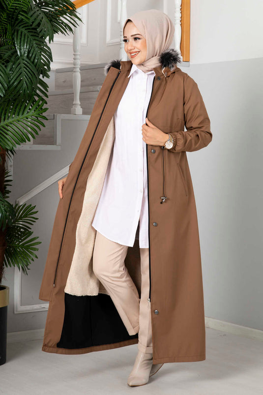 Manteau Hijab à capuche Eflin marron