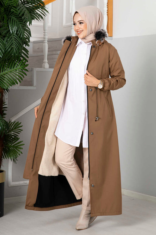 Manteau Hijab à capuche Eflin marron