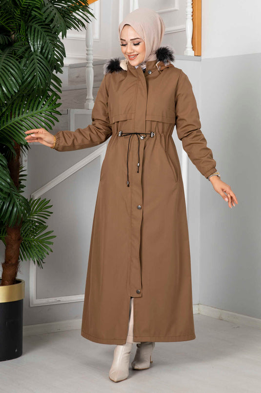 إيفلين مقنعين معطف الحجاب البني