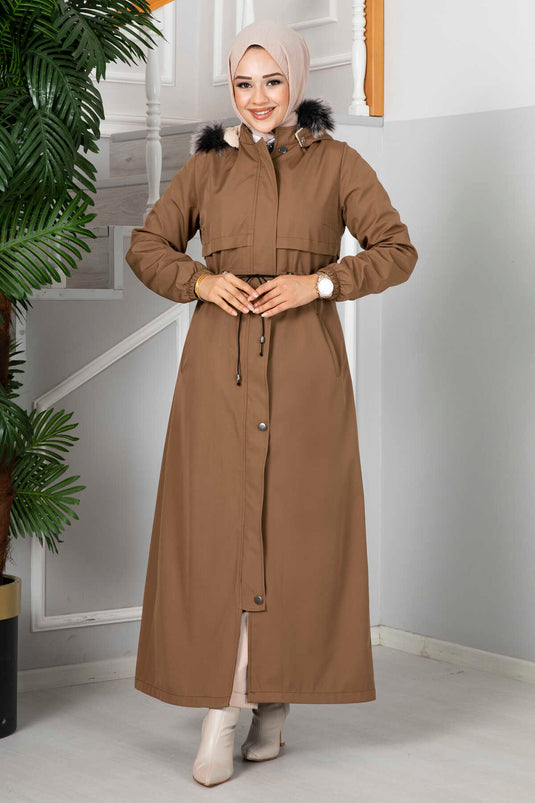 Manteau Hijab à capuche Eflin marron