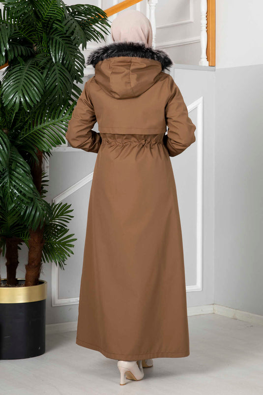 Manteau Hijab à capuche Eflin marron