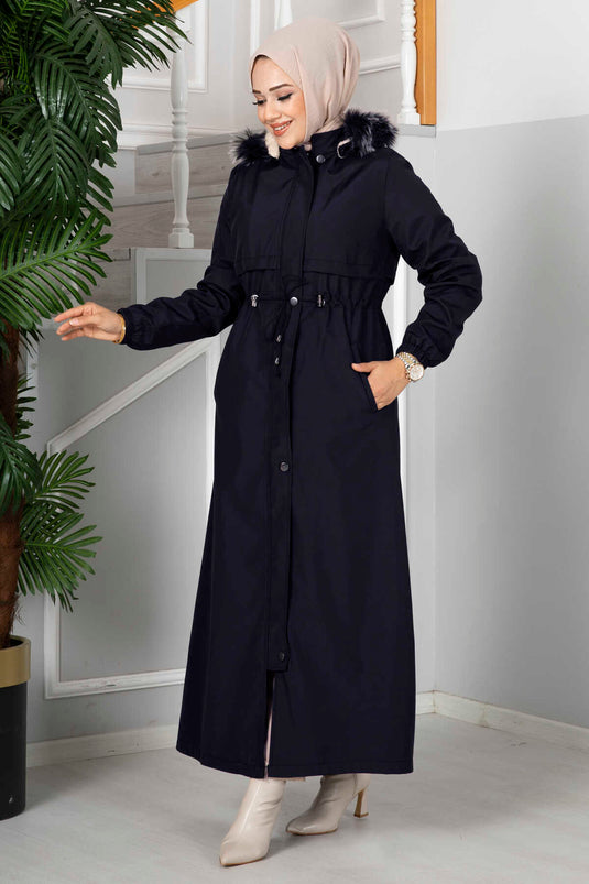 Manteau Hijab à capuche Eflin bleu marine