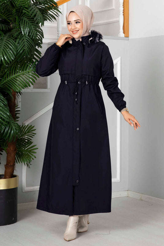 Manteau Hijab à capuche Eflin bleu marine