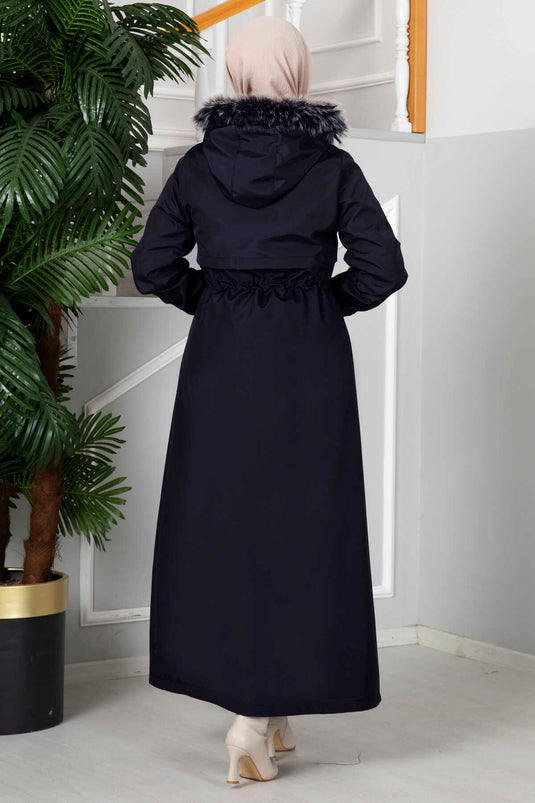 Manteau Hijab à capuche Eflin bleu marine