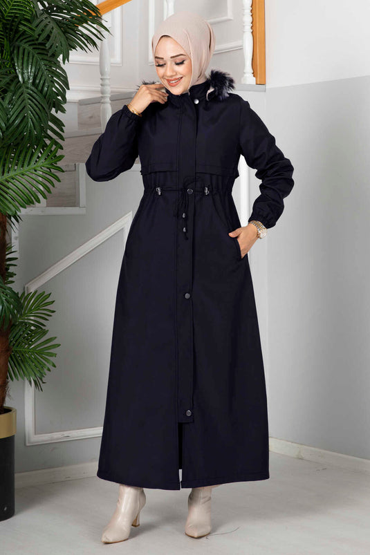 Manteau Hijab à capuche Eflin bleu marine