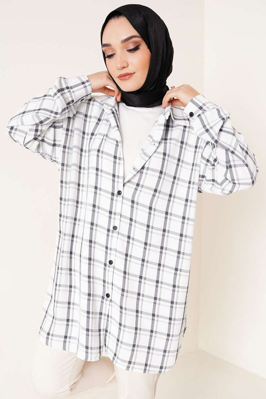 Ekose Desen Gömlek Siyah