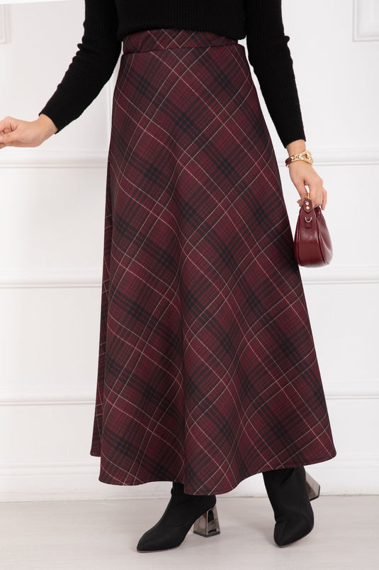 Ekose Desen Scuba Etek Bordo