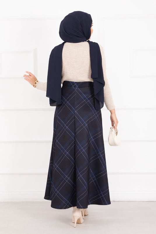 Karierter Scuba-Rock, Marineblau