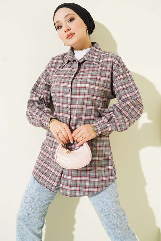 قميص مزخرف بحجارة إيكوزي، رمادي كايراك