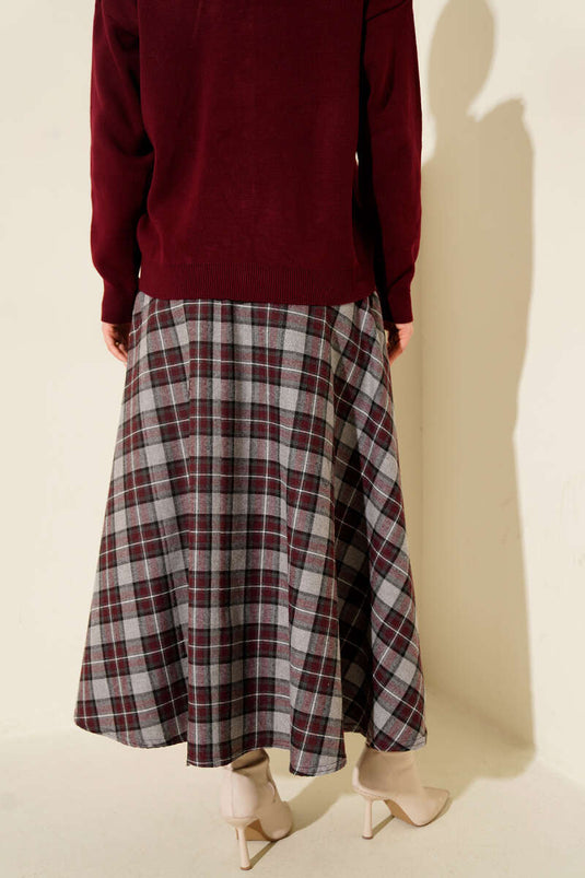 تنورة إيكوسيلي كلوش بجيب لون بوردو