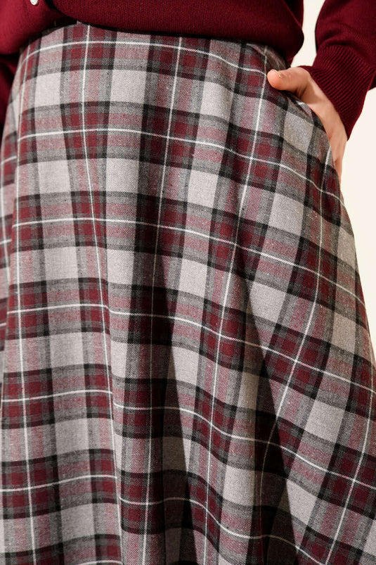 تنورة إيكوسيلي كلوش بجيب لون بوردو