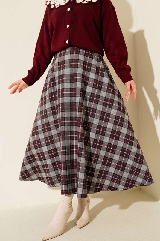 تنورة إيكوسيلي كلوش بجيب لون بوردو