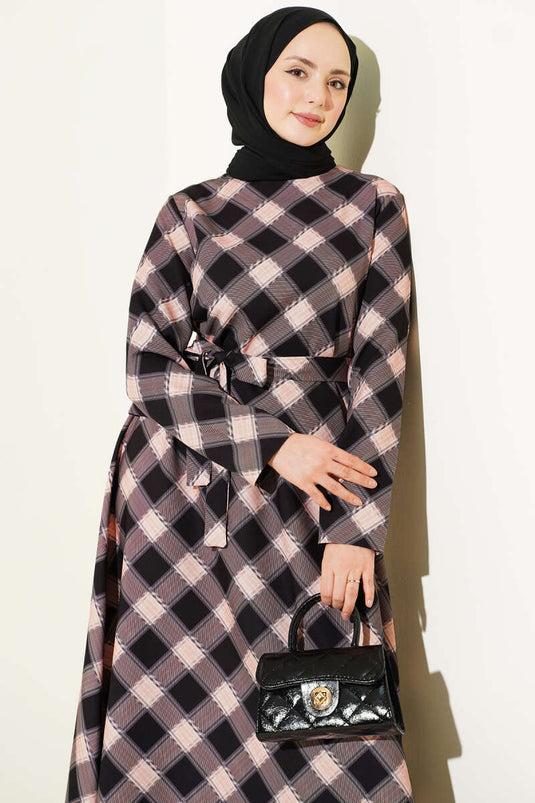 Black Set with Checked Skirt and Blouse