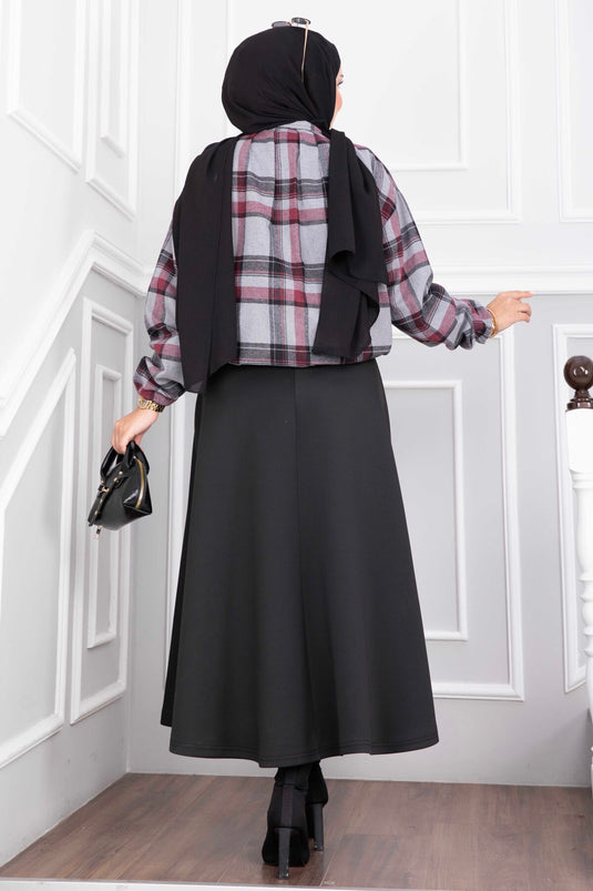 Giacca Bomber A Quadri Con Zip Grigia