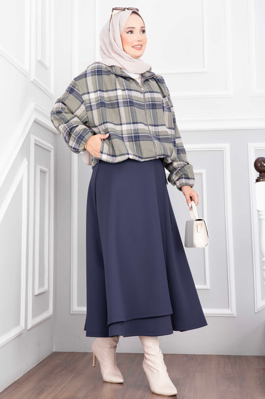 Giacca Bomber Con Zip A Quadri Kaki