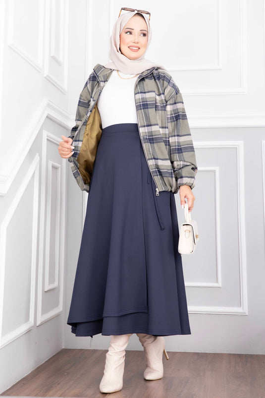 Giacca Bomber Con Zip A Quadri Kaki