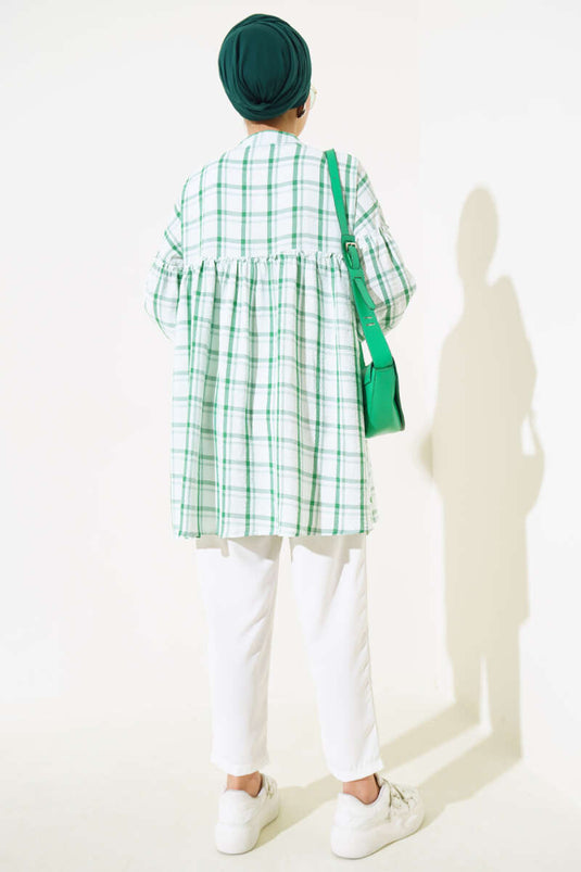 Camicia scozzese con volant Verde