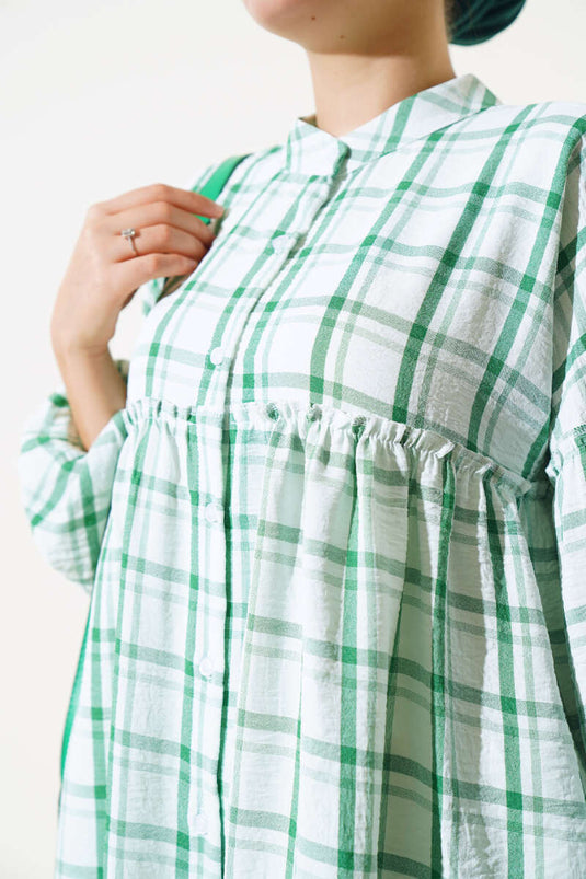 Camicia scozzese con volant Verde