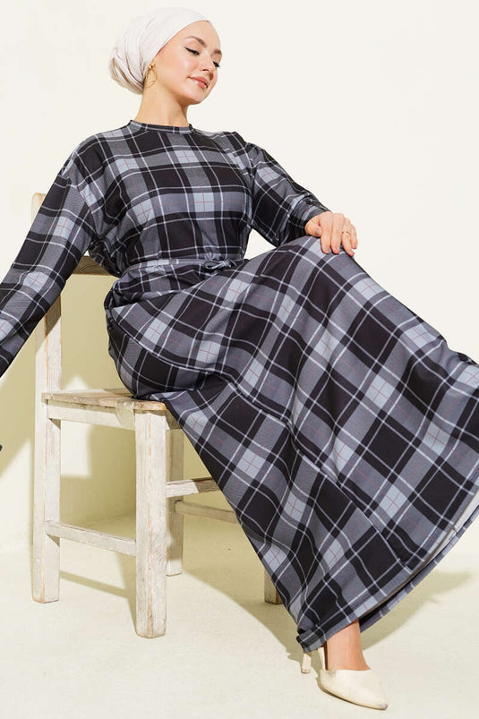 Robe à ceinture en corde Ekoseli gris fumé