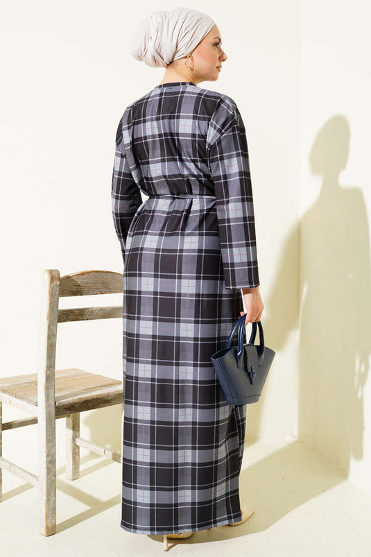 Robe à ceinture en corde Ekoseli gris fumé