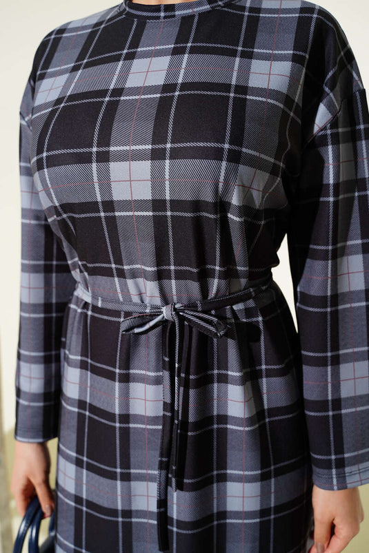 Robe à ceinture en corde Ekoseli gris fumé
