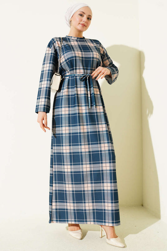 فستان بحزام من الخيط إيكوسيلي نيلي