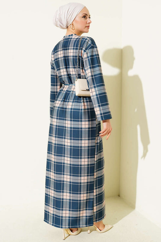 فستان بحزام من الخيط إيكوسيلي نيلي