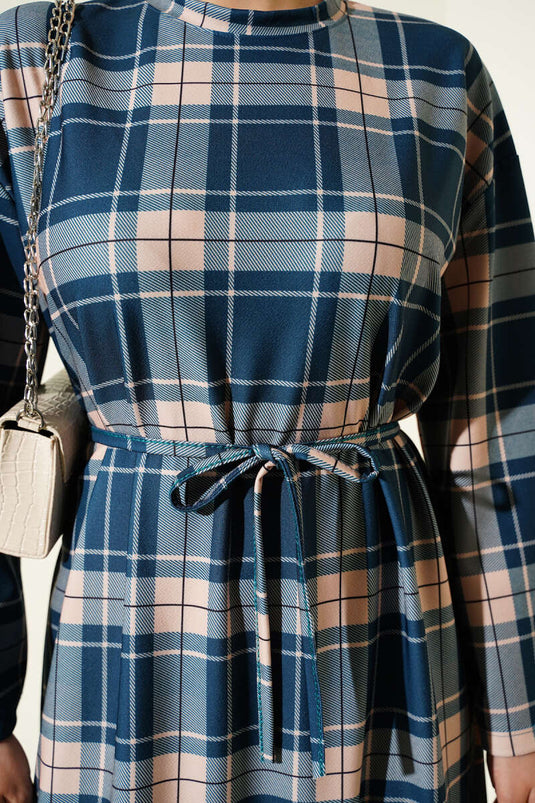 فستان بحزام من الخيط إيكوسيلي نيلي