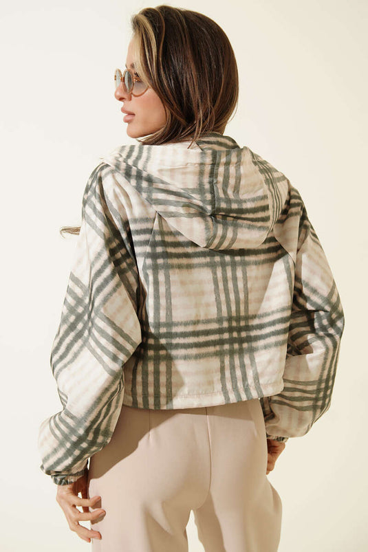 Veste courte à capuche Ekoseli kaki