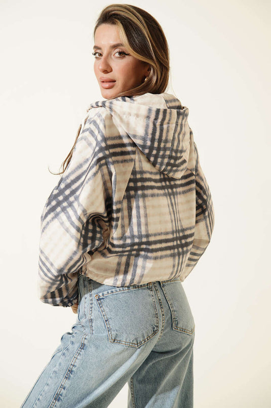 Veste courte à capuche Ekoseli bleu marine