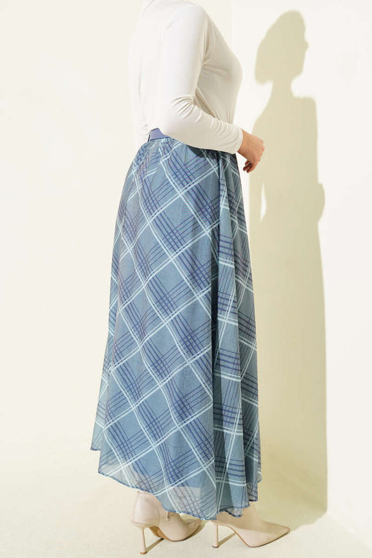 Jupe en mousseline avec ceinture Ekoseli indigo